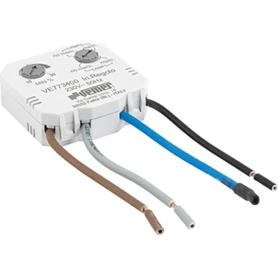 Image of VEMER VE773400 model IN.REGOLO Dimmer for controlling the luminosy intensity of lights. Installation into flush mounting box, 230Vac. Color white