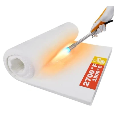 Image of Ceramic Fiber Insulation Blankets, 2600F Fireproof Blanket for Furnace, Forges, Kilns, Stoves (S 24 * 15.7 1 in/1 Piece)
