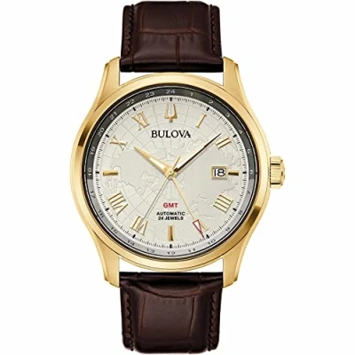 Image of Bulova Men Analog Automatic Watch with Leather Strap 97B210