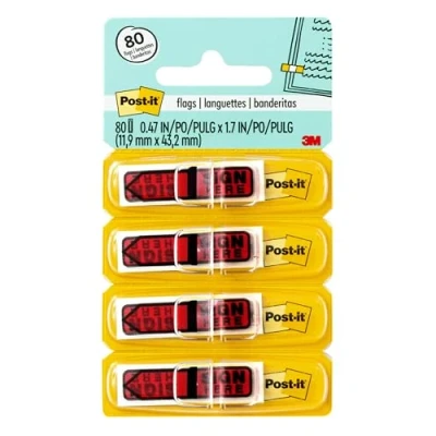 Image of Post it Message Flags, &quot;Sign Here&quot;, 20/Dispenser, 4 Dispensers/Pack, 0.47 in Wide, Red (684 RDSH)
