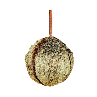 Image of toyland Pack of 12 8cm Brown Faux Fur Christmas Tree Baubles