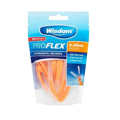 Image of Wisdom Pro Flex Interdental Brushes 0.45mm Orange 25 Pack