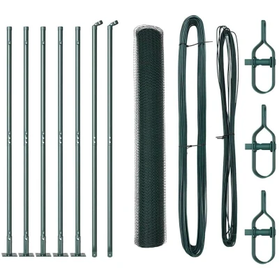 Image of vidaXL Hexagon Fence Green 1x10 m Steel