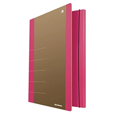 Image of Cardboard Folder with Elastic Band DONAU Life 500gsm A4 Pink/Document Archiving/Type 3 flap/Kind Eraser/Material Cardboard/Colour Pink/Format / Weight (g/m2) 500