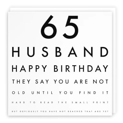 Image of Hunts England Husband 65th Funny Birthday Card 65 Happy Fun Letters Collection