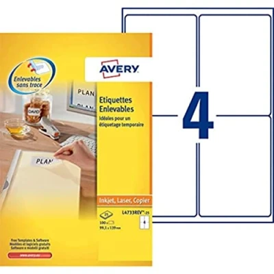 Image of Avery UK 99.1 x 139mm Rectangular Self adhesive Labels White (Pack of 100)
