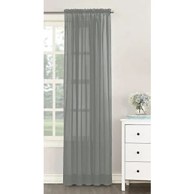 Image of NetCurtainsUK Single Plain Voile Net Curtain Sheer Panels Slot Top Heading (Silver, 140cm (55&#039;&#039;) Wide x 183cm (72&#039;&#039;) Drop), HMPVP01