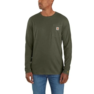 Image of Carhartt Men&#039;s Force Relaxed Fit Midweight Short Sleeve Pocket T Shirt, Basil Heather, S