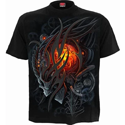 Image of Spiral Steampunk Skull T Shirt Black 3XL