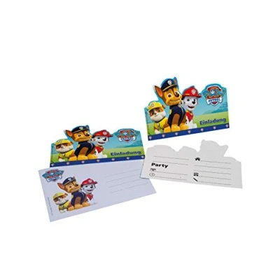 Image of tib 19705 Paw Patrol Invitation Cards A6 with Envelopes C6 Set of 12 Pieces, Multicolour, One Size