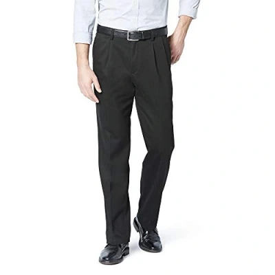 Image of DOCKERS Men&#039;s Classic Fit Easy Khaki Pants Pleated (Standard and Big &amp; Tall) Casual, Black, 33W x 30L