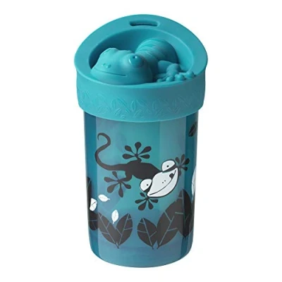 Image of Tommee Tippee No Knock Cup with Fun Removeable Lid, 300ml, 18 Months, Blue