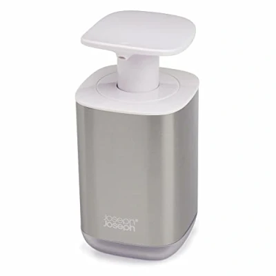 Image of Joseph Presto Hygienic Bathroom Soap pump dispenser, refillable White/ Stainless Steel, 36