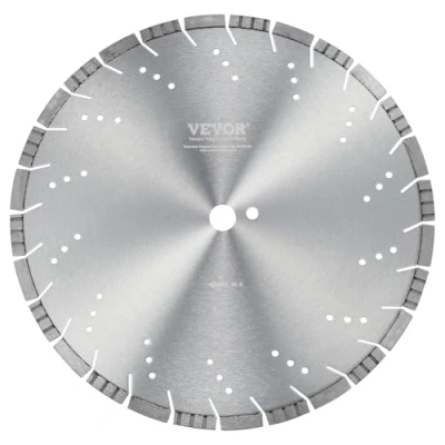 Image of VEVOR Diamond Blade, 16inch/400mm Concrete Saw Blade Wet or Dry, 0.47inch/12mm Slanted Teeth Segment Universal 1 inch/25.4 mm Center Hole Diameter, for Cement Board Tile Brick