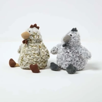Image of Luxury Fabric Chicken Doorstop Set of 2 Homescapes