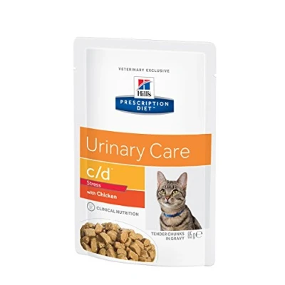Image of Prescription Diet C/D Feline Urinary Stress Wet Food Chicken Pack of 12 x 85g