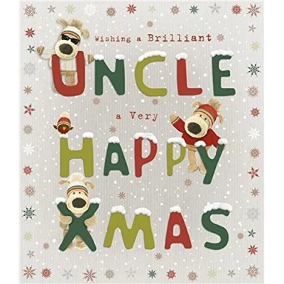 Image of UK Greetings Boofle Uncle Christmas Card Wishing a Brilliant Very Happy Xmas