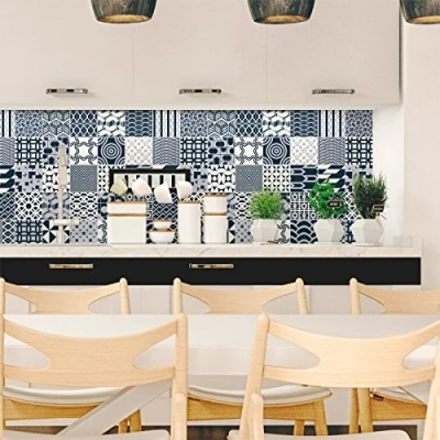 Image of Ambiance Sticker Self Adhesive Decorative Wall Decal Cement Tile for Bathroom and Kitchen Alaska Pack of 9 Stickers 15 x15 cm
