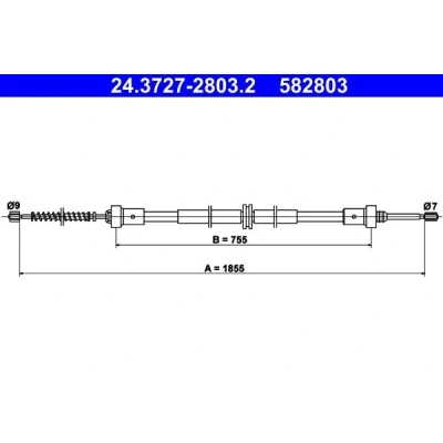 Image of 364026255R Brake Cable ATE 24.3727 2803.2 1855mm