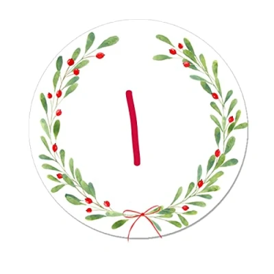 Image of 24 x Advent Calendar Countdown 1 Sleeps until Christmas Stickers Labels Kids Adults Gift Label Tags (D2 Green Wreath)