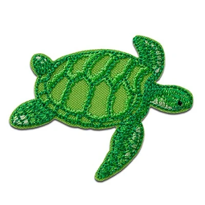 Image of Recycl Patch Turtle Animal Water Think Green Iron on Patches Adhesive Emblem Stickers Appliques, Size: 2.13 x 2.56 inches