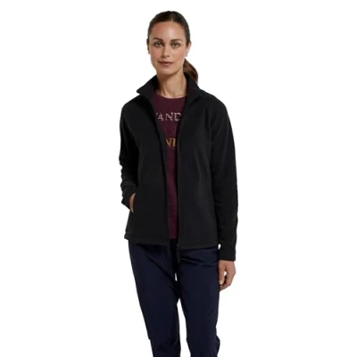 Image of Mountain Warehouse Raso Womens Fleece Soft Touch Ladies Sweater Top with Full Zip, Microfleece Best for Daily Use, Outdoors &amp; Travelling Black Women&#039;s Size 22