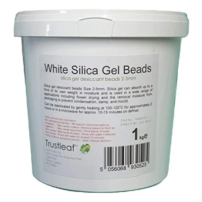 Image of Trustleaf 1kg TUB White Silica Gel Desiccant 2 5mm Beads Flower Drying (xkg wb) (1kg Tub)