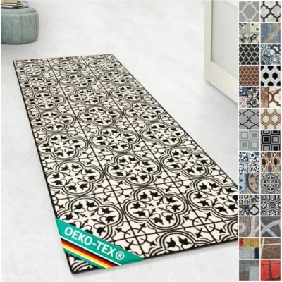 Image of Design Carpet Runner Rug Floor Mat, Non Slip Mat for Kitchen Hallway Living Room Bedroom Vintage Ornament Classic Modern (80 x 150 cm, Galway)