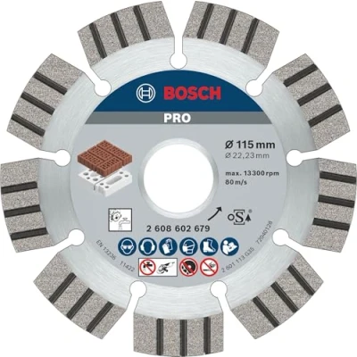 Image of Bosch 1x PRO Abrasive Diamond Cutting Disc for Small Angle Grinders (for Lime and sand bricks, Brick, Ø 115 mm, Professional Accessory Grinder)