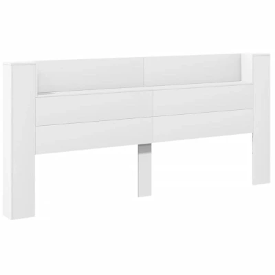 Image of vidaXL Headboard Cabinet with LED White 220x16.5x103.5 cm