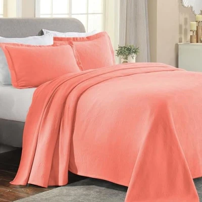 Image of Superior Bedspread, Cotton, Coral, Twin