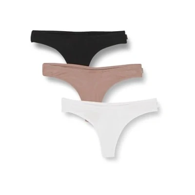 Image of Calvin Klein Women&#039;s 3 Pack Thong (Low rise V) 000qd5220e Thongs, Multicolour (Orange Rust/Grey Sand/White), M