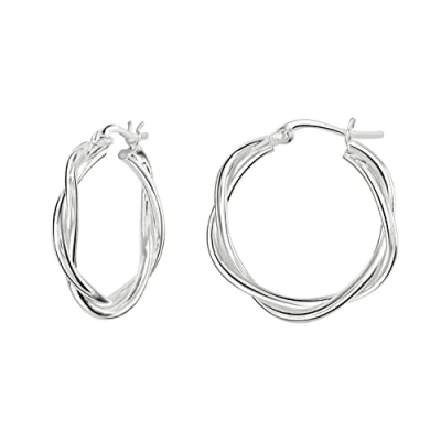 Image of Dew Sterling Silver Two Twine Twist Hoop Earrings