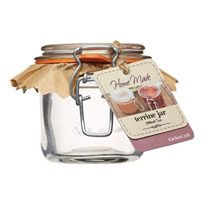 Image of KitchenCraft Home Made Glass Jar with Lid and Airtight Clip Seal, Terrine Style, 200 ml