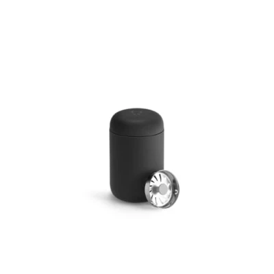 Image of Fellow Carter Move Travel Mug Vacuum Insulated Stainless Steel Coffee and Tea Tumbler with Ceramic Interior Splash Guard, Matte Black, 8 oz Cup