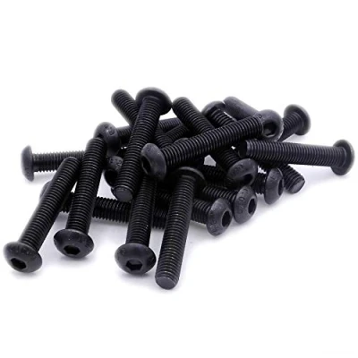 Image of M3 (3mm x 16mm) Hex Socket Button Machine Screw (Bolt) Black Steel (Pack of 20)