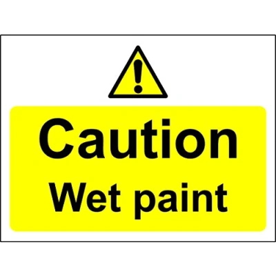 Image of Warning Caution Wet Paint Safety Sign 1.2mm Rigid Plastic 300mm x 200mm