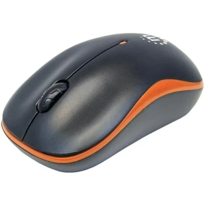 Image of Manhattan Success Wireless Mouse, Black/Orange, 1000dpi, 2.4Ghz (up to 10m), USB, Optical, Three Button with Scroll Wheel, USB micro receiver, AA battery (included), Low friction base, Blister