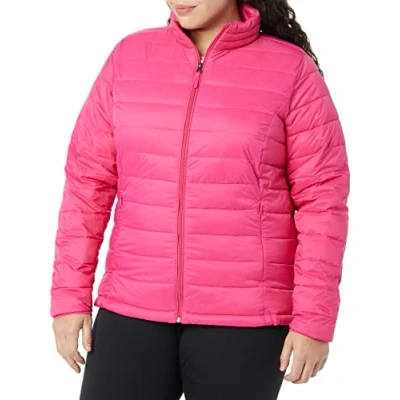 Image of Amazon Essentials Women&#039;s Lightweight Long Sleeved, Water Resistant, Packable Puffer Jacket (Available in Plus Size), Hot Pink, L