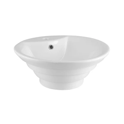 Image of Balterley Round Tiered 1 Tap Hole Ceramic Countertop Vessel with Overflow 460mm