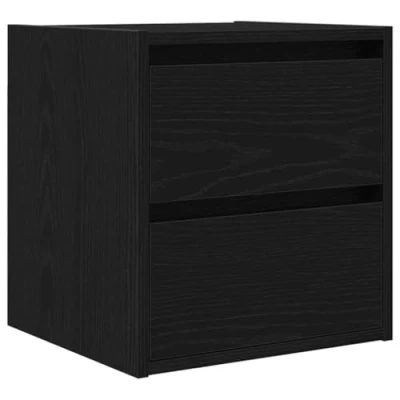 Image of vidaXL Wall mounted Bedside Cabinet Black Oak Nightstand Modern Bedroom Storage 38x34x40cm Engineered Wood