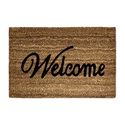 Image of Relaxdays Coconut Fibre Coir &quot;Welcome&quot; Doormat 40 x 60 cm Mat with Anti Slip PVC Underside, Brown