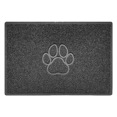 Image of Nicoman Paw Embossed Shape Door Mat Dirt Trapper Washable Barrier Doormat Dark Grey (Drainage Open Back) Large (90x60cm)
