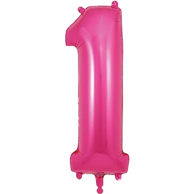 Image of Oaktree UK 34&quot; Number 1 Pink Foil Balloon