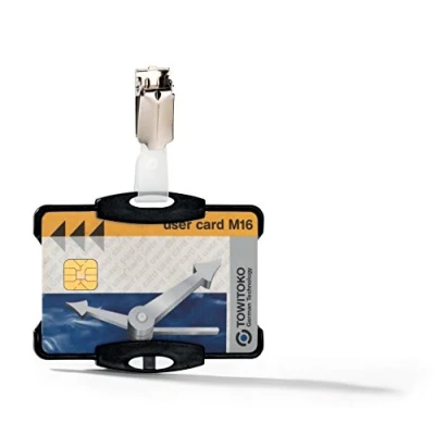 Image of Durable Duo Security Pass Holder 54 x 85 mm Black Holds Up to 2 ID/Security Cards Pack of 25 Ideal for Holding Swipe Cards, ID etc.