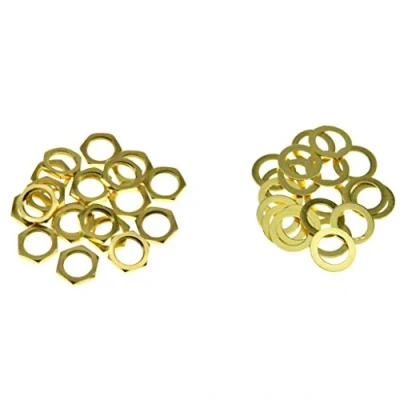 Image of KAISH 20pcs Metric Guitar Input Output Jack Socket Nut and Washer Nuts for Import Guitars Gold