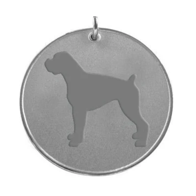 Image of County Engraving Personalised Boxer Dog Chrome Pet ID Tag Disc Enter Your Own Custom Text