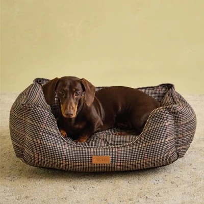 Image of Rosewood Joules Henson Check Box Bed for Dogs, Small Dog Bed, Padded Sides, Non Slip Base, Luxury Pet Dogs and Cats