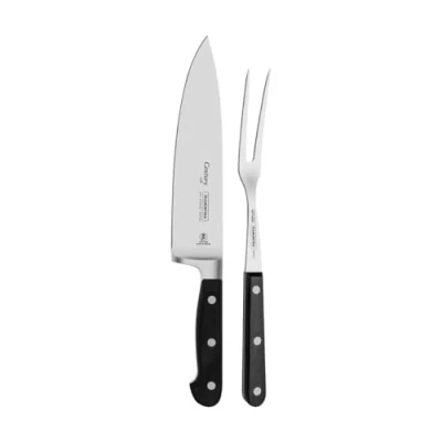 Image of Tramontina 2 Pcs. Stainless Steel Carving Set with Black Polycarbonate Handles