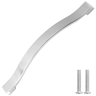 Image of Decoranddecor Bow Style Polished Chrome Kitchen Bathroom Cabinet Door Drawer Furniture Handles (224mm Hole Center, Chrome)